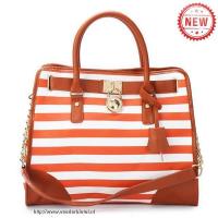 michael kors striped lock groot oranje bakken Store Almere Stad afd4b623